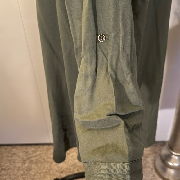 Terra & Sky collared long sleeve button up dress with rollup sleeves - Picture 5 of 6